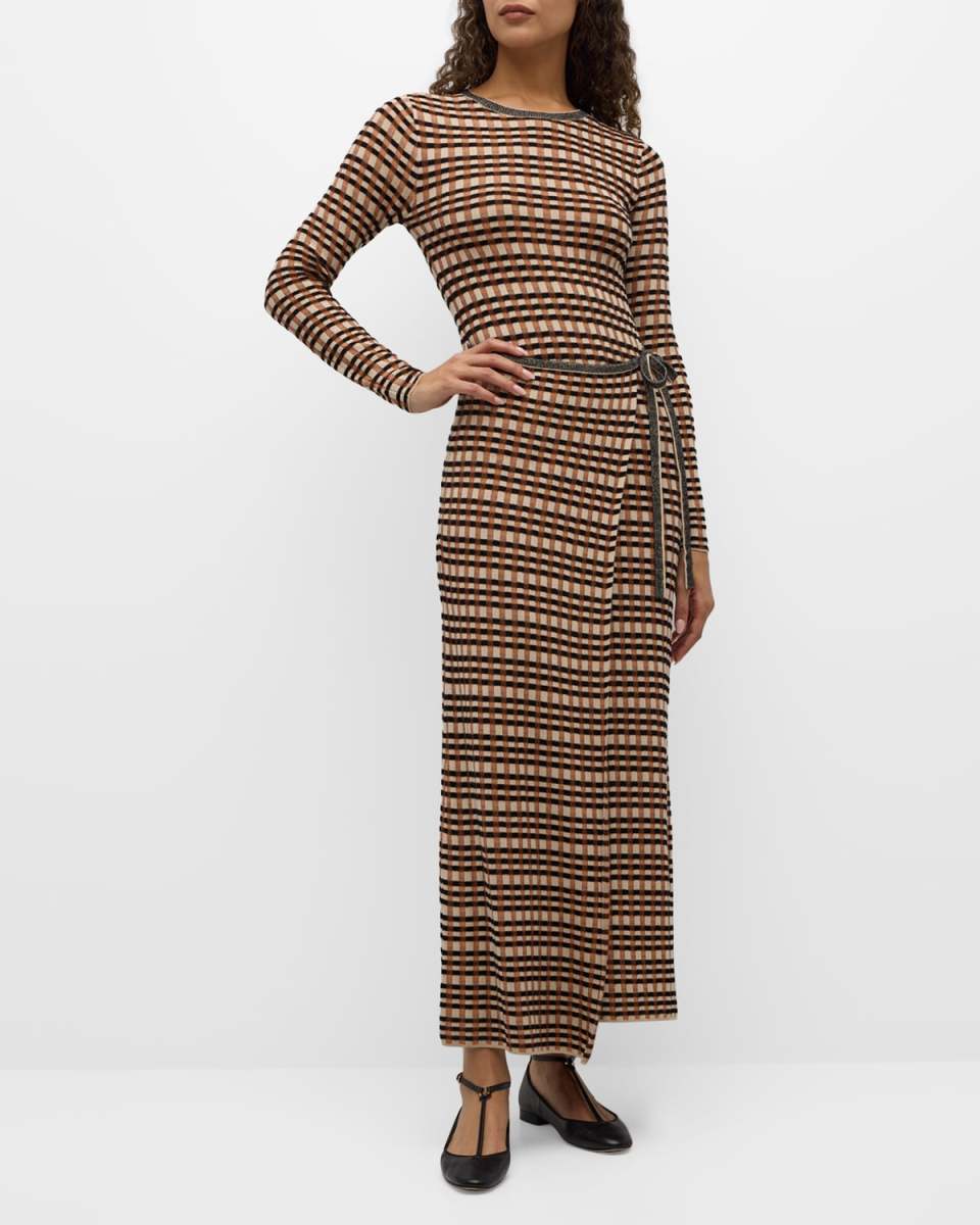 Anouk Check Jacquard Wrap Dress