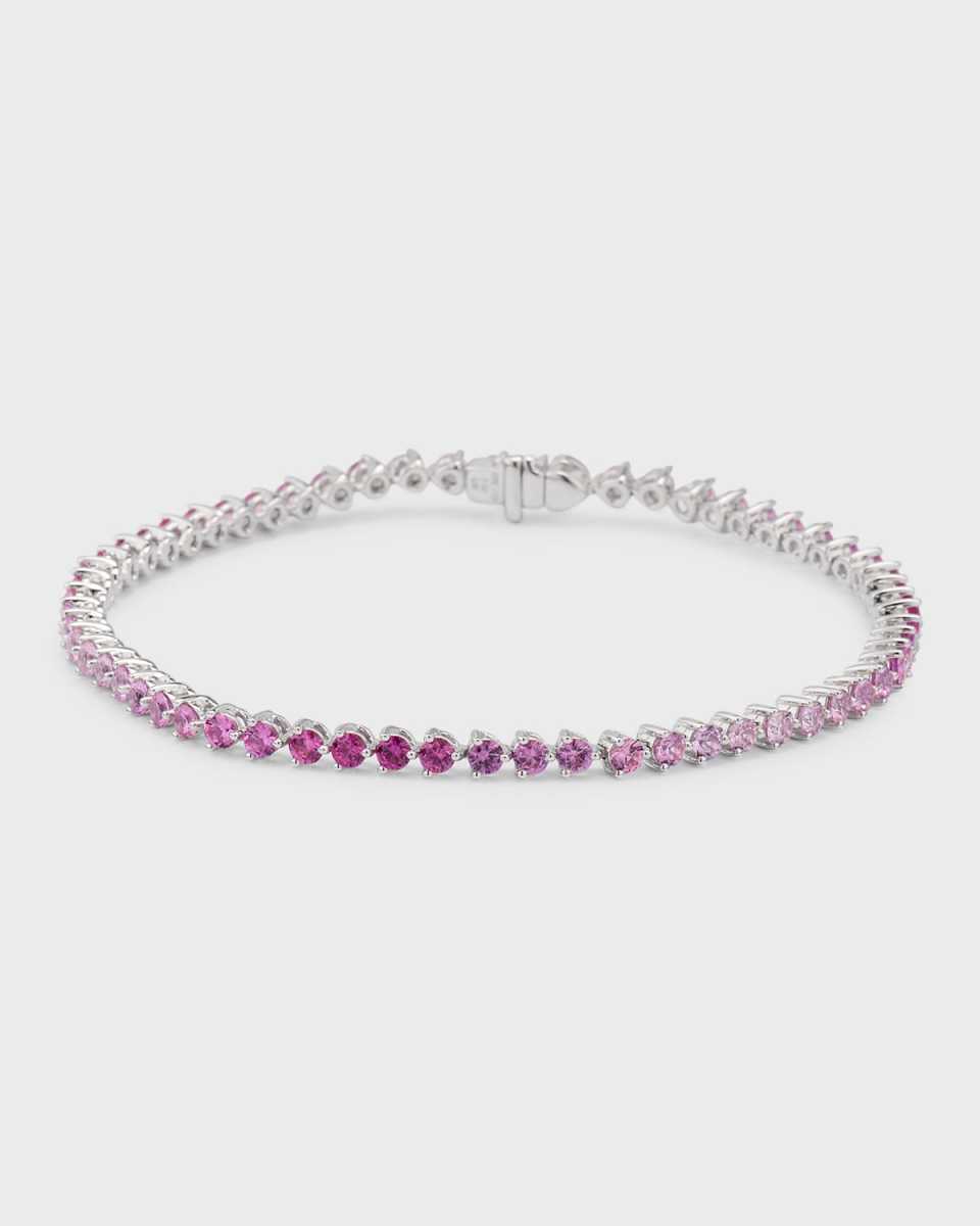 Rainbow 18K White Gold Ombré Pink Sapphire Tennis Bracelet