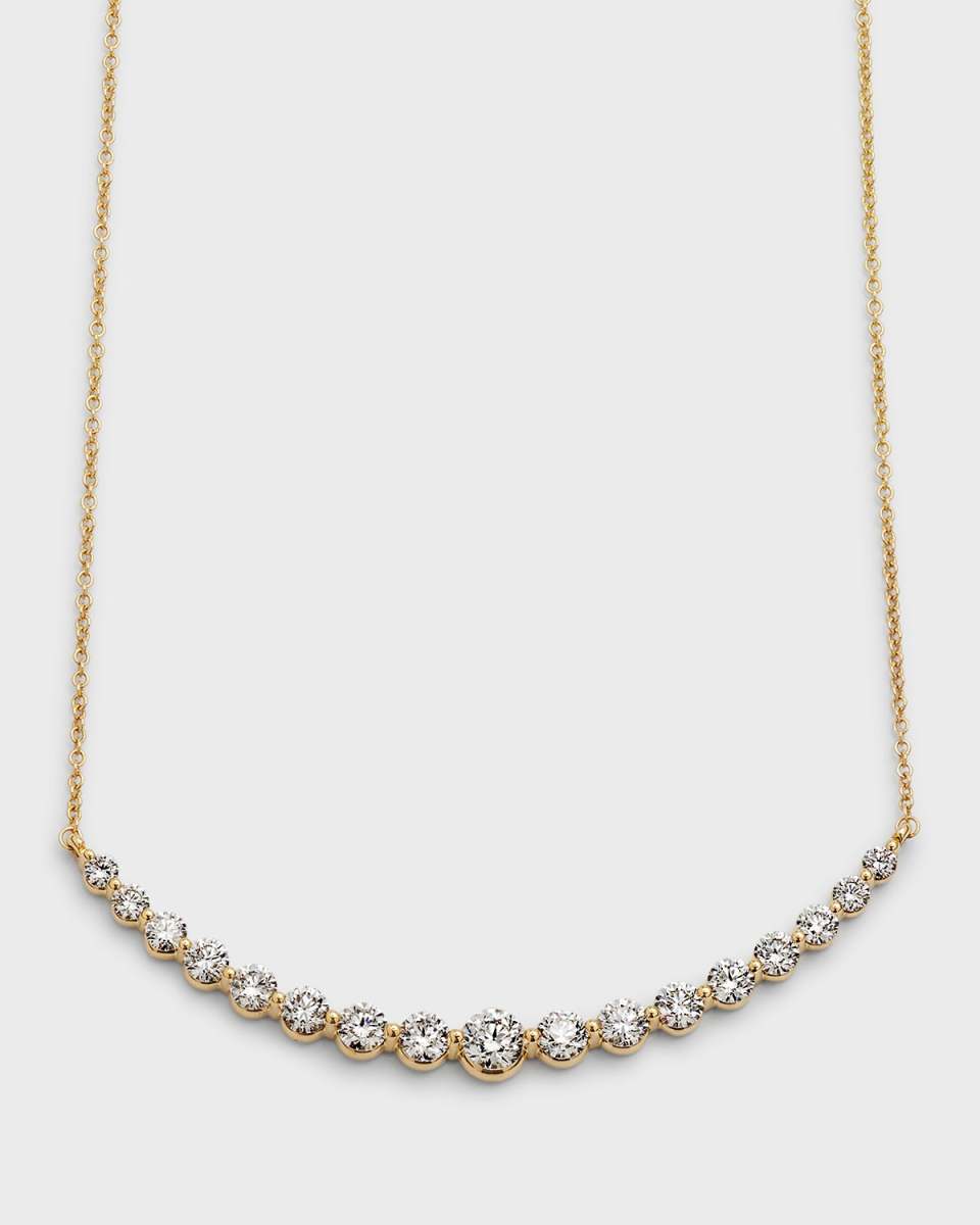18k Yellow Gold 17 Round Diamond Smiley Necklace, 18"L, 2.49tcw
