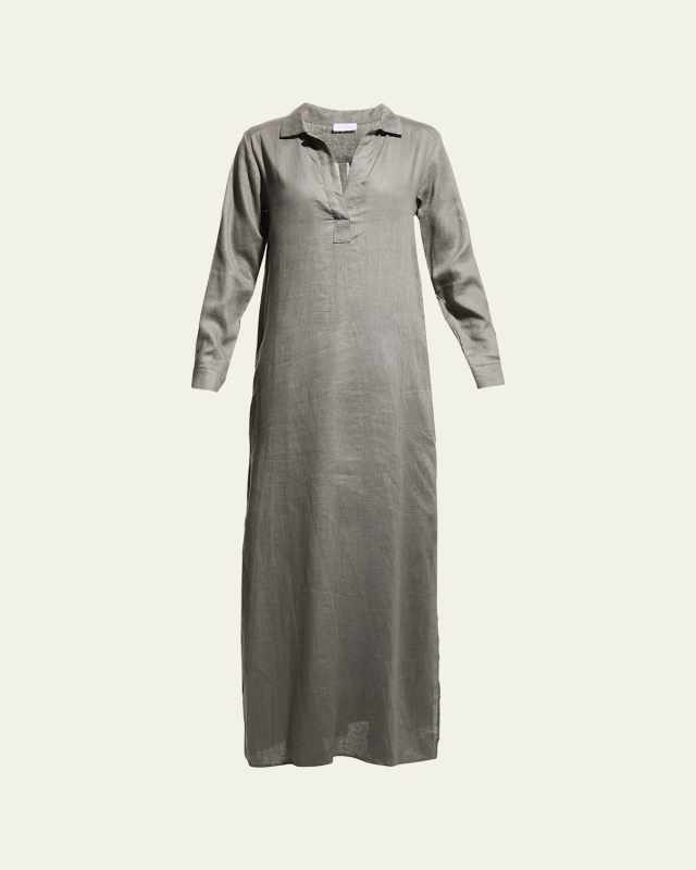 Long Linen Lounge Shirtdress