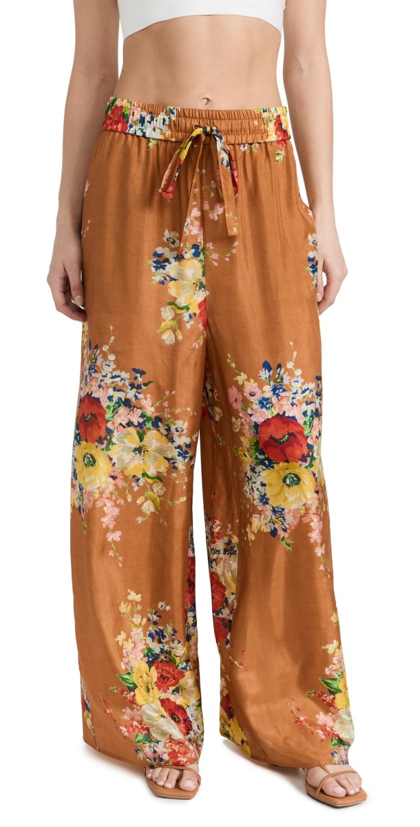Zimmermann Alight Relaxed Pants Tan Floral