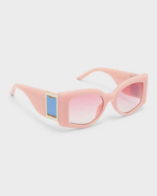 Logo Round Acetate & Nylon Sunglasses