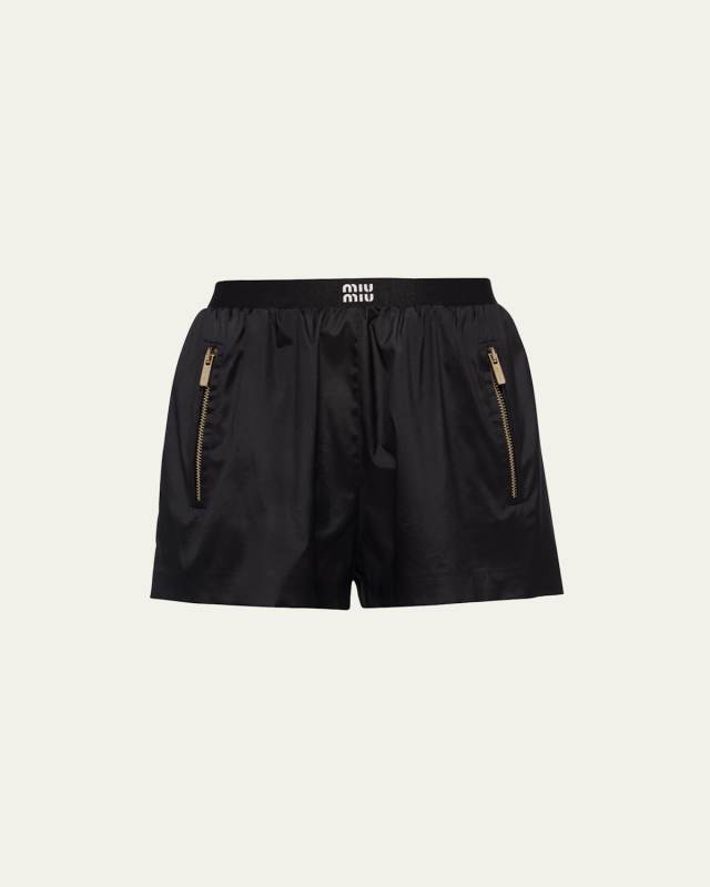 Logo-Print Technical Silk Shorts