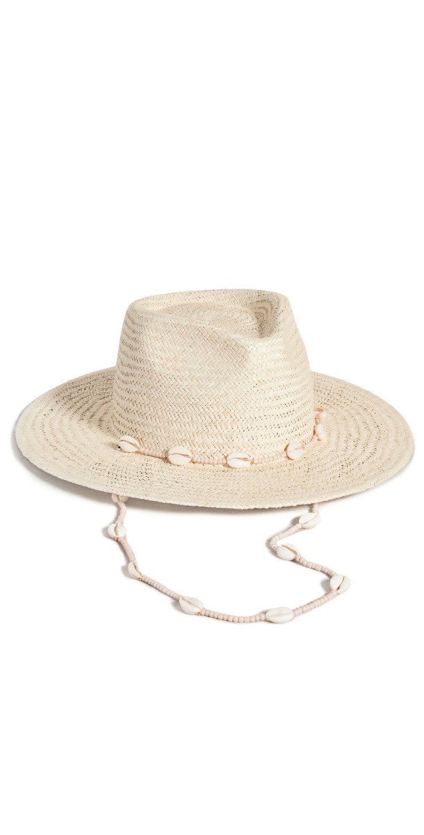Lack Of Color Seashells Straw Fedora Natural