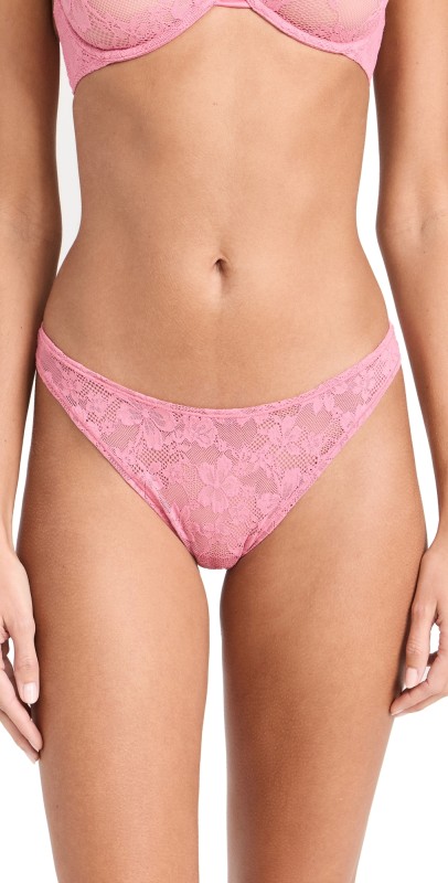 Fleur du Mal Le Stretch Multifit Lace High Leg Thong Pink Cadillac