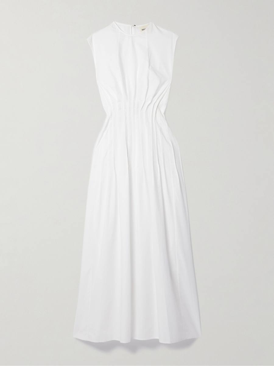 Khaite Wes pintucked cotton-poplin maxi dress