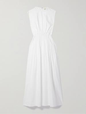 Khaite Wes pintucked cotton-poplin maxi dress