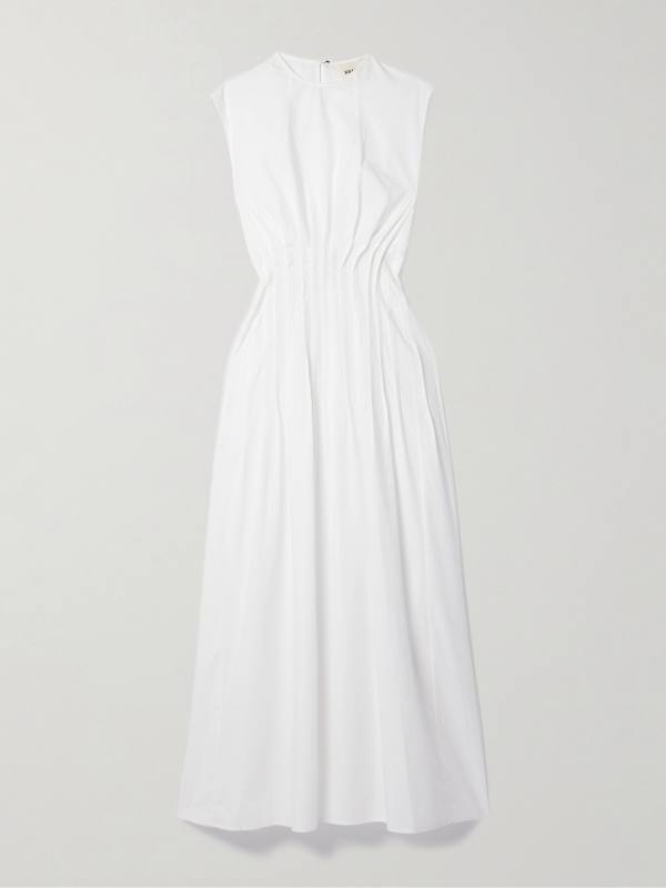 Khaite Wes pintucked cotton-poplin maxi dress