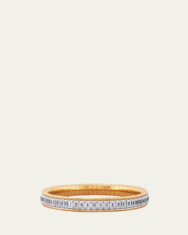 18K Yellow Gold Xpandable Emerald Cut Diamond Bracelet