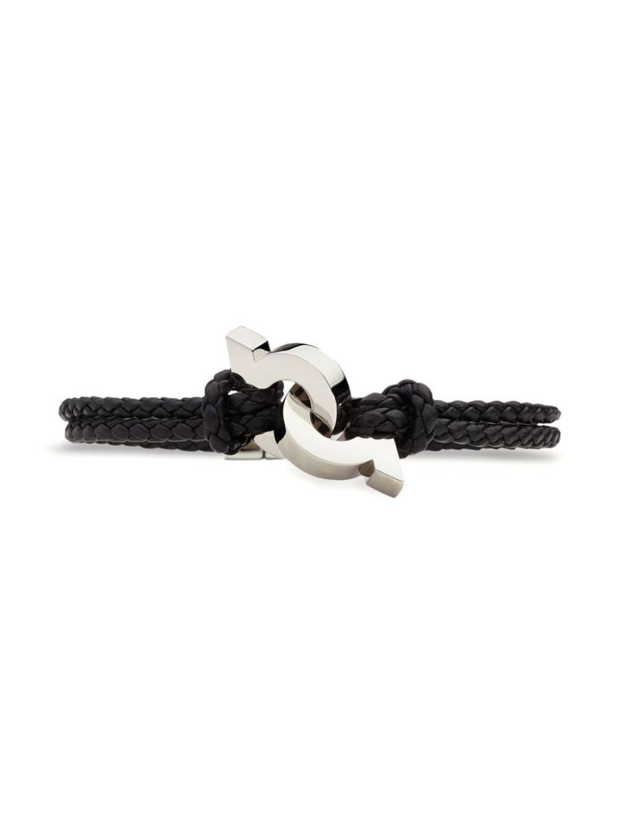 Gancini braided leather bracelet