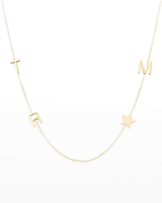 Personalized Mini Three-Letter & Star Pendant Necklace