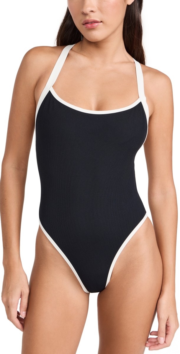 LSPACE Baewatch One Piece Black and Cream