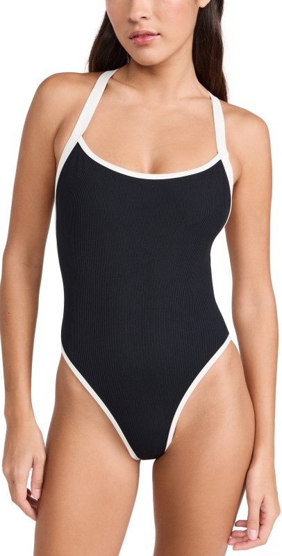 LSPACE Baewatch One Piece Black and Cream