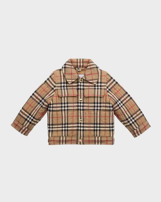 Kid's Gideon Check Quilted Jacket, Size 6M-24