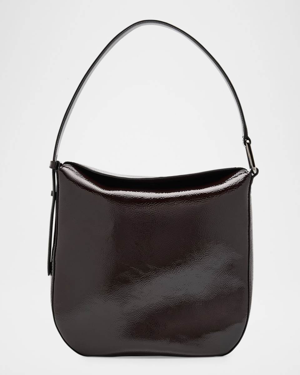 Anna Medium Lacquered Leather Hobo Bag