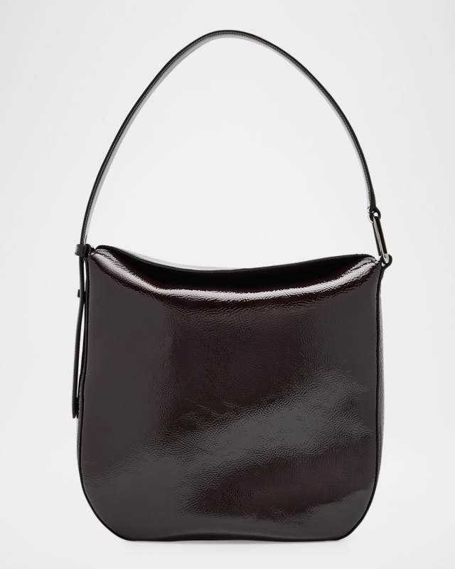 Anna Medium Lacquered Leather Hobo Bag