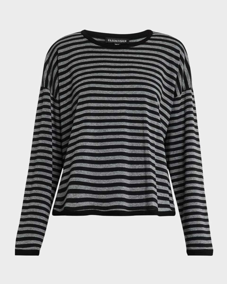 Petite Striped Brushed Terry Top