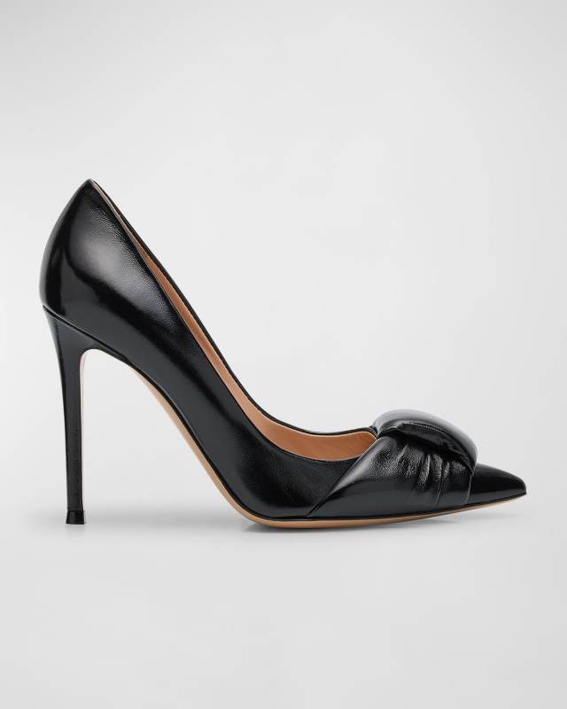 Padded Patent Knot Stiletto Pumps