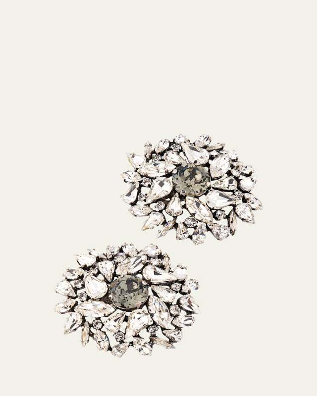 Rhinestone Snowflake Clip Earrings