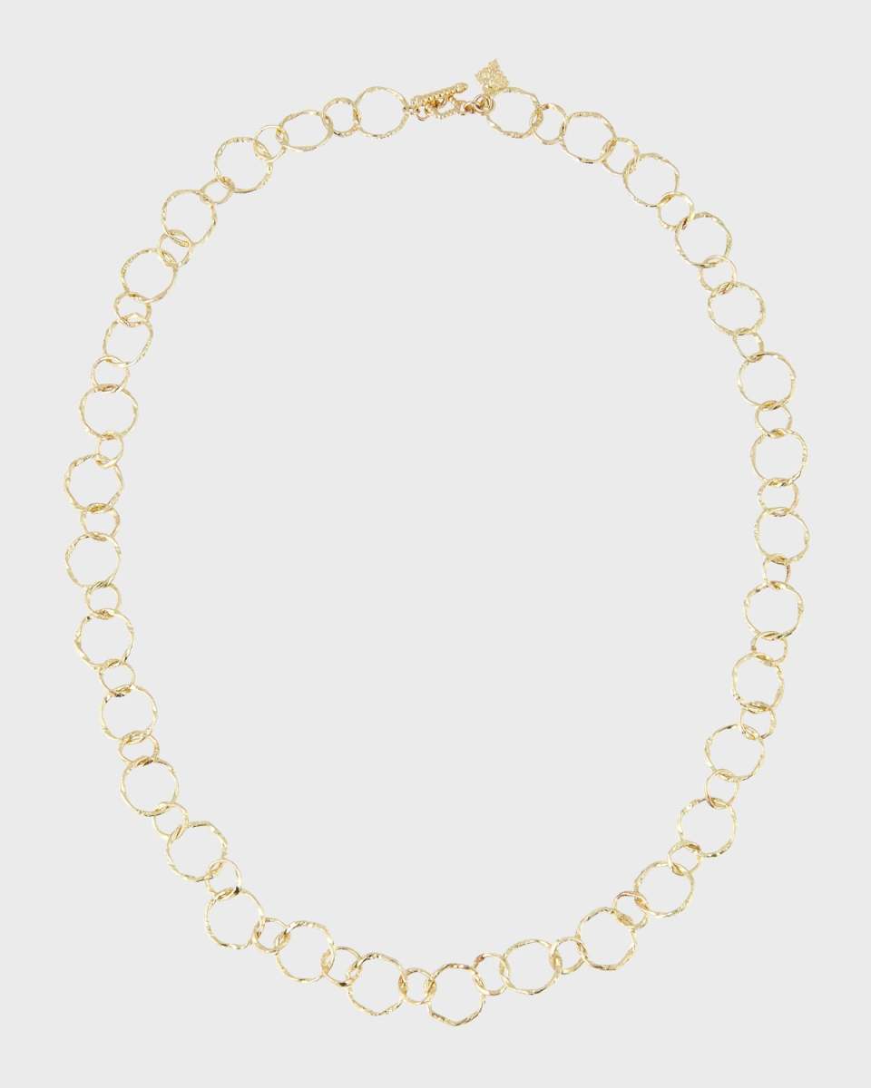 18k Yellow Gold Circle Necklace, 18"