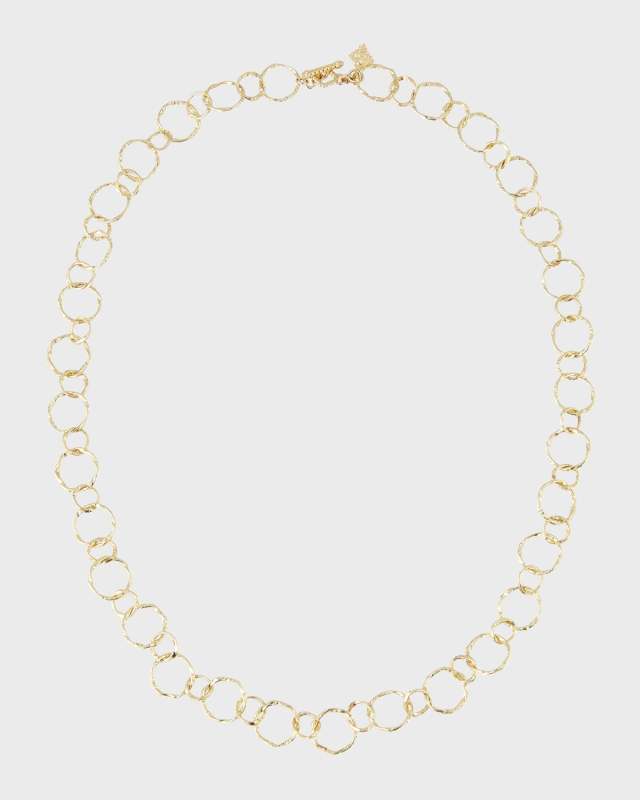 18k Yellow Gold Circle Necklace, 18"