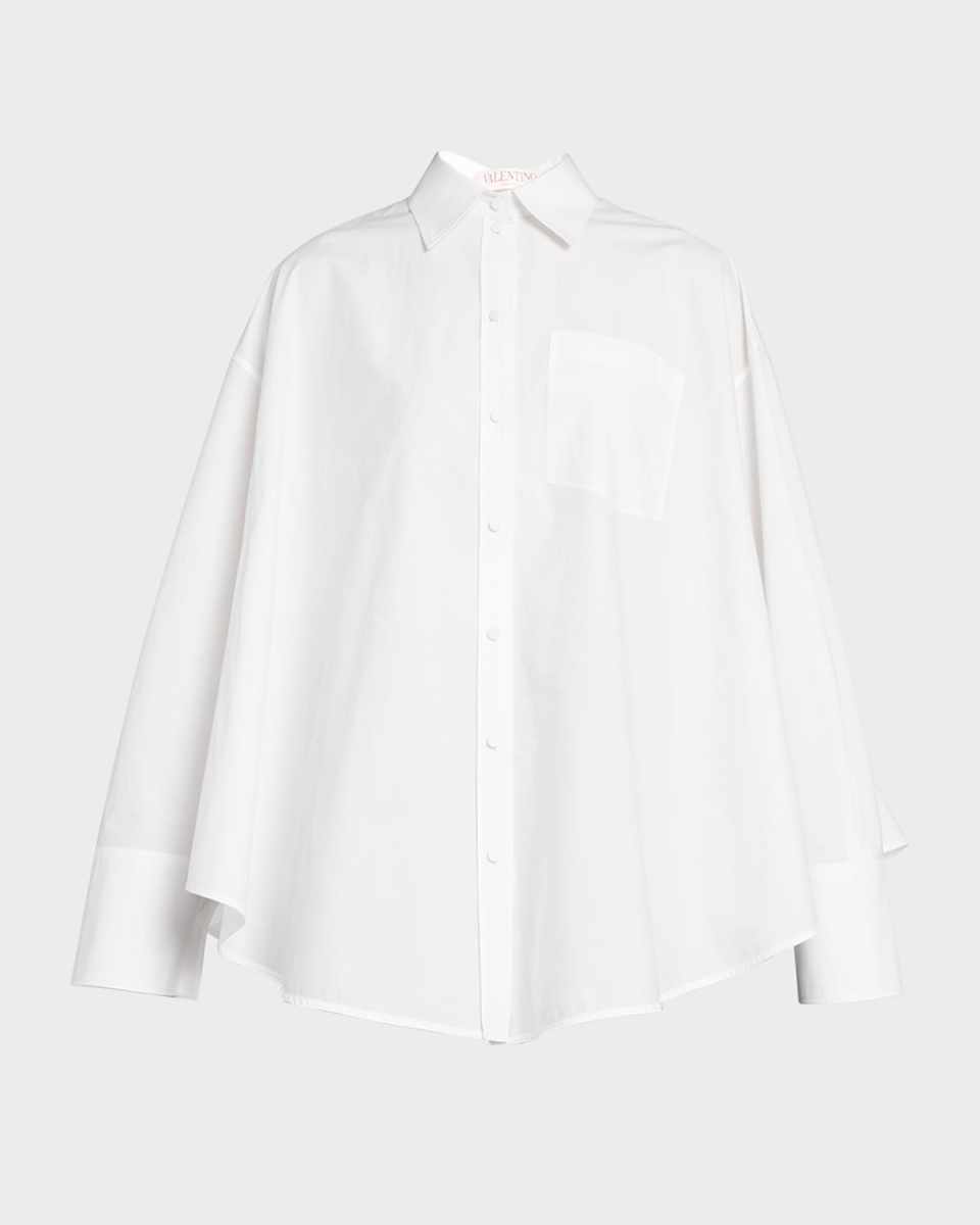Oversized Cotton Poplin Collared Shirt