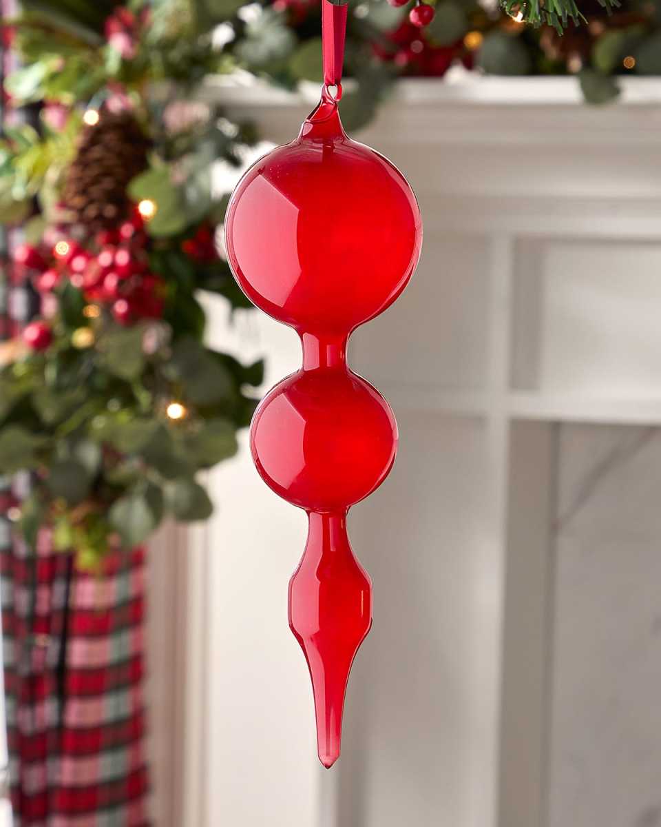 Glass Bubblegum Finial Christmas Ornament