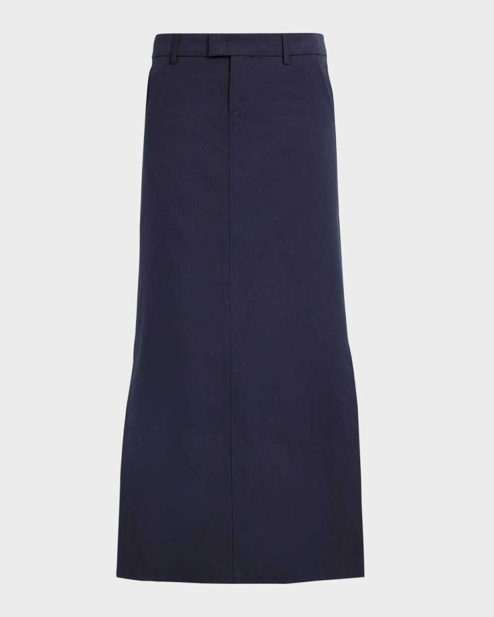 Lia Slits-Hem Water-Repellant Cotton Maxi Skirt
