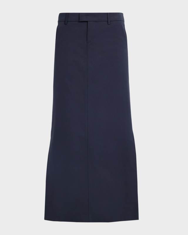 Lia Slits-Hem Water-Repellant Cotton Maxi Skirt