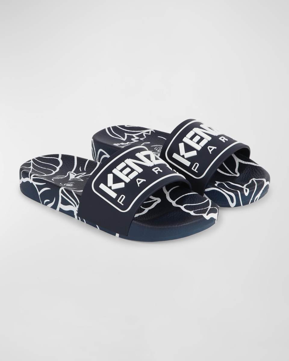 Girl's Embossed Logo-Print Slides, Toddler/Kids