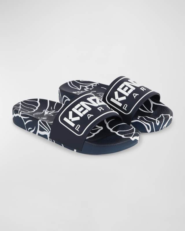 Girl's Embossed Logo-Print Slides, Toddler/Kids