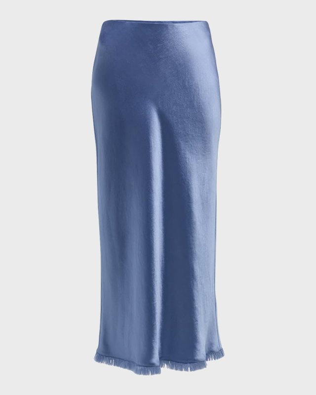 Frayed-Edge Bias Midi Skirt