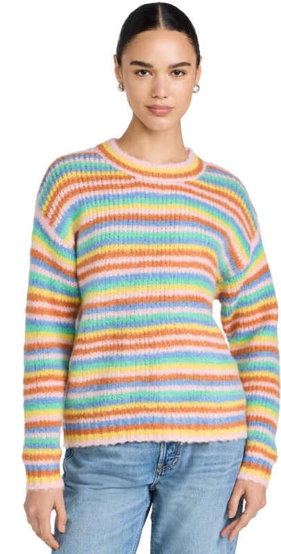 Little Lies Rainbow Stripe Sweater Multi Bright