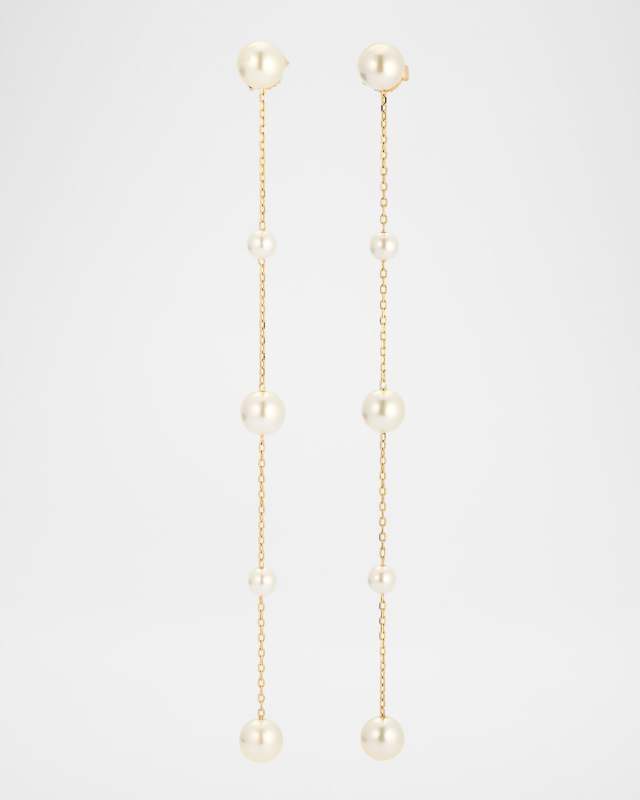 14K Yellow Gold Akoya Pearl Earrings, 3-5mm