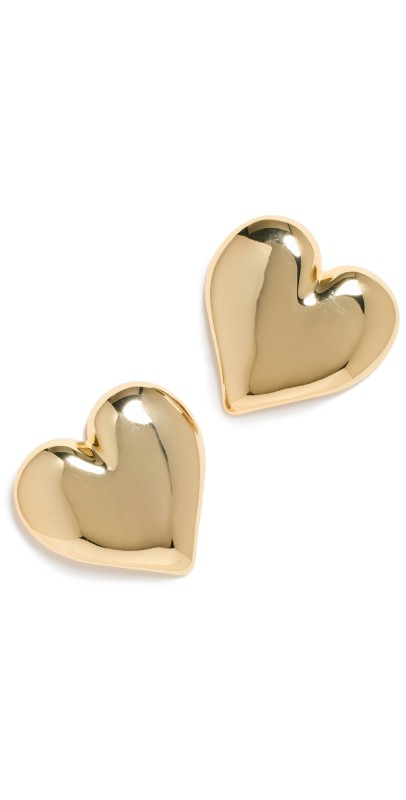 By Adina Eden Puffy Chunky Heart Stud Earrings Silver