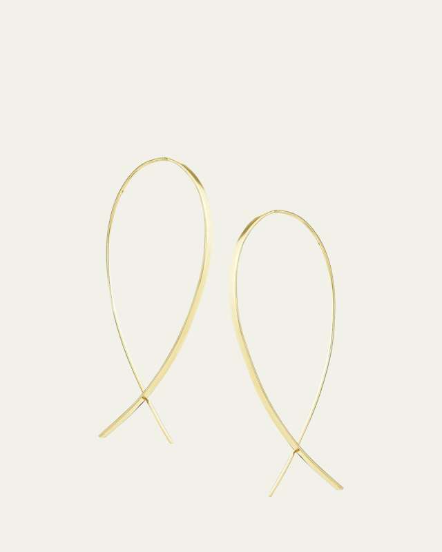 Small Elongated Flat Upside Down Hoops