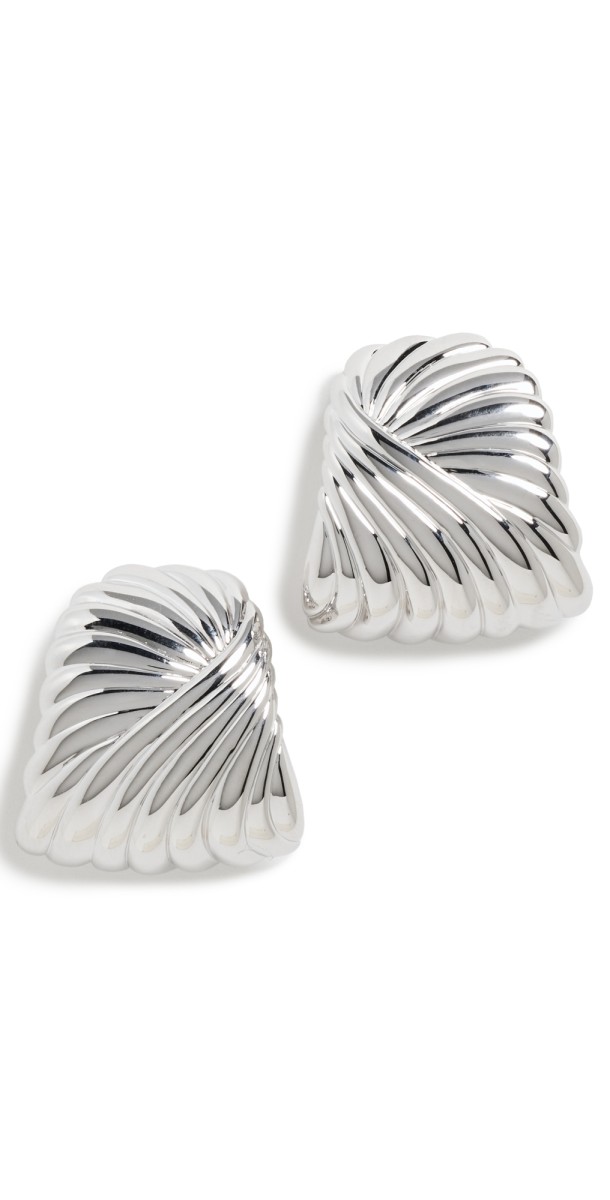 Missoma Wavy Ridge Ripple Oversized Stud Earrings Silver