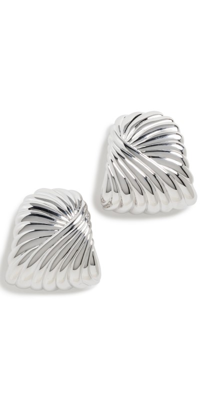Missoma Wavy Ridge Ripple Oversized Stud Earrings Silver