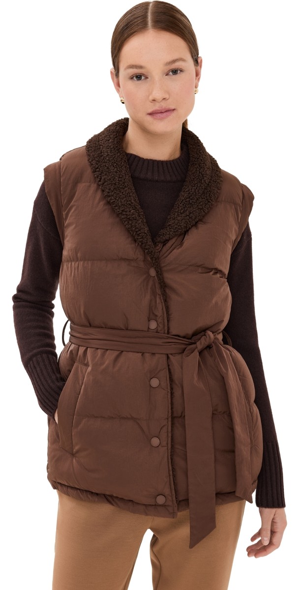 Varley Lanville Reversible Gilet Chestnut/Coffee Bean