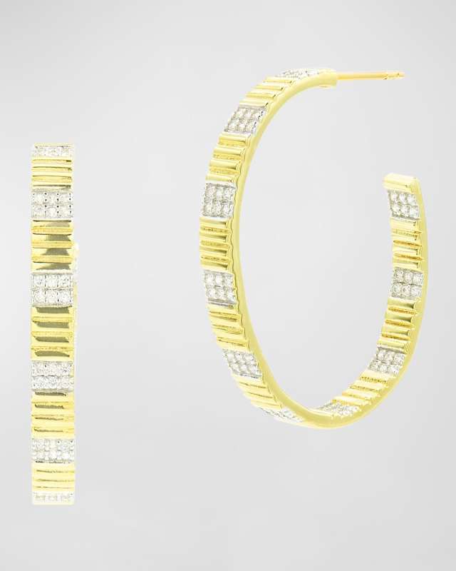 Cubic Zirconia Striped Hoop Earrings
