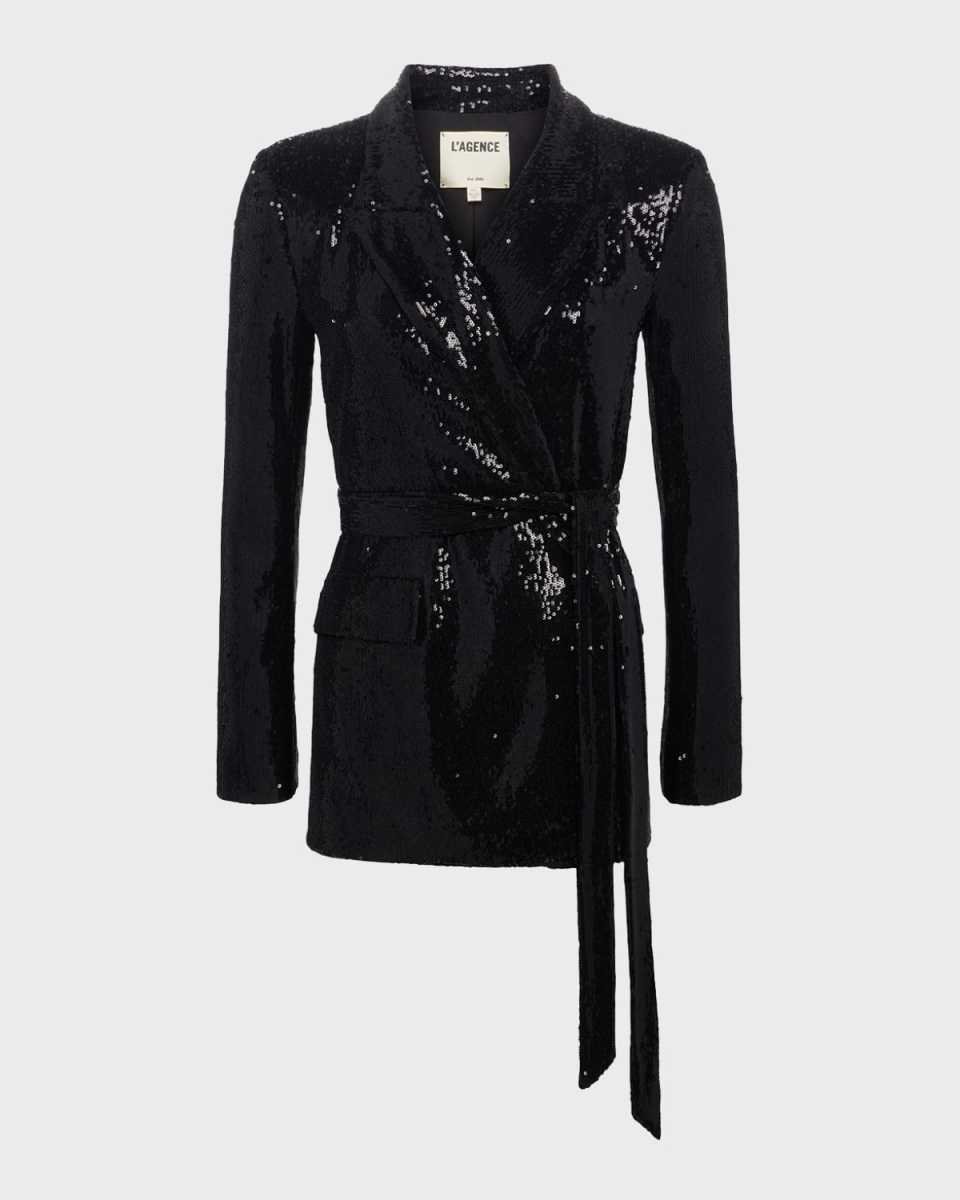 Jordana Sequin Wrap Blazer