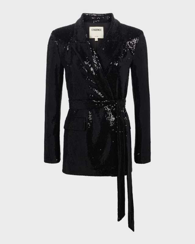 Jordana Sequin Wrap Blazer