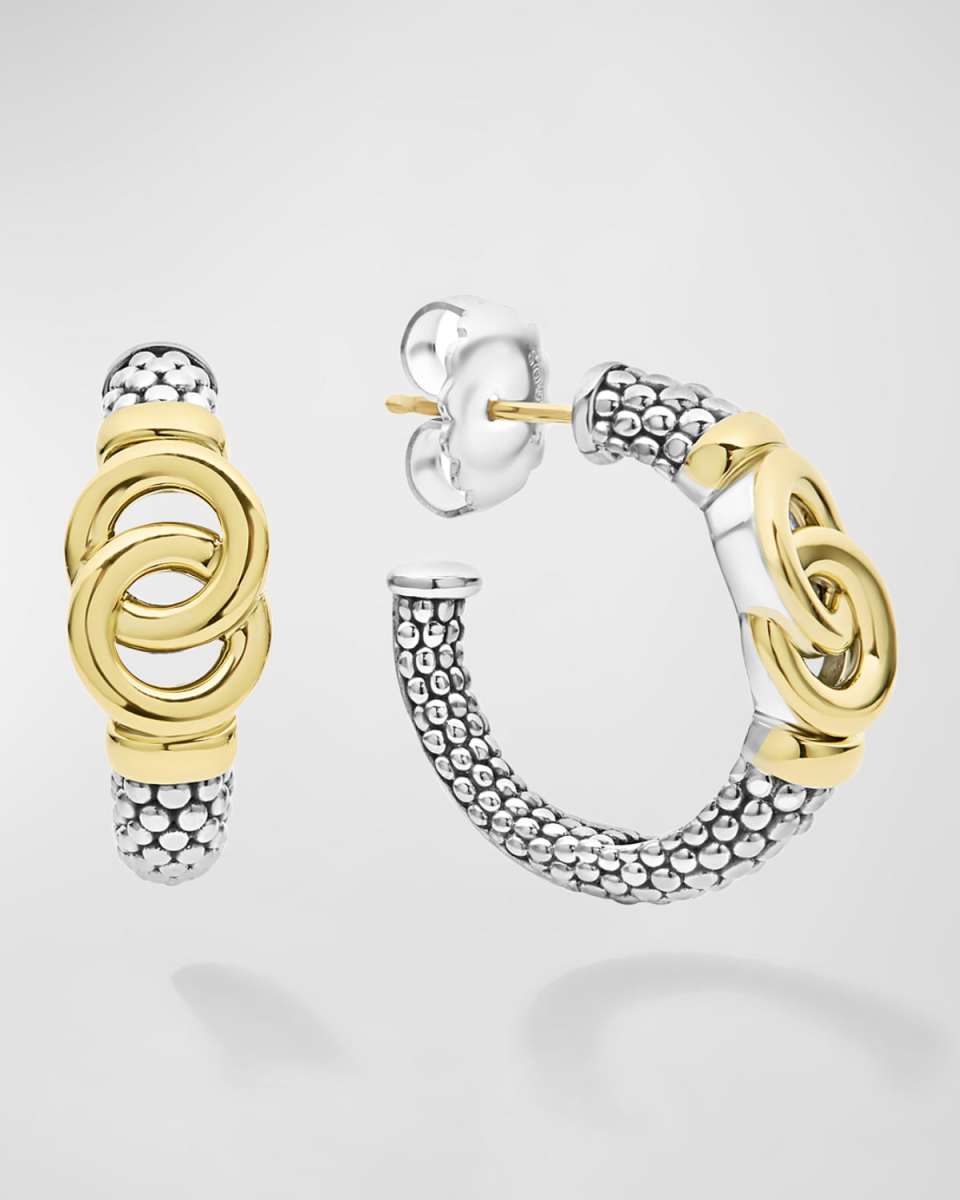 Signature Caviar Interlocking Hoop Earrings