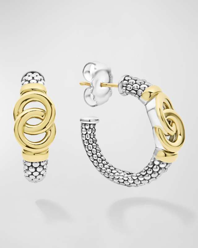 Signature Caviar Interlocking Hoop Earrings
