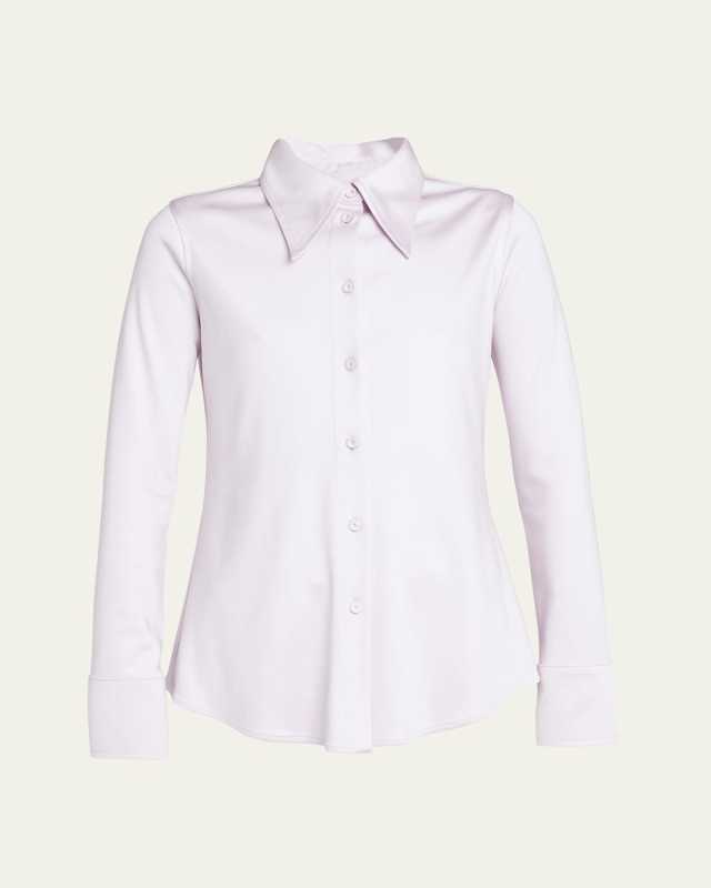 Point Collar Button Down Top