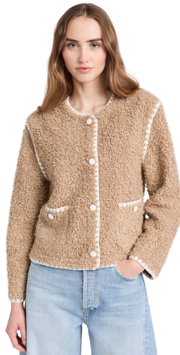 English Factory Faux Shearling Jacket Tan/White