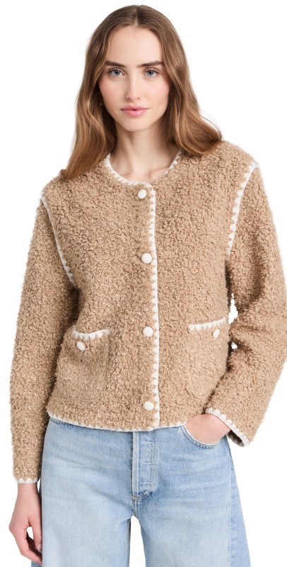 English Factory Faux Shearling Jacket Tan/White