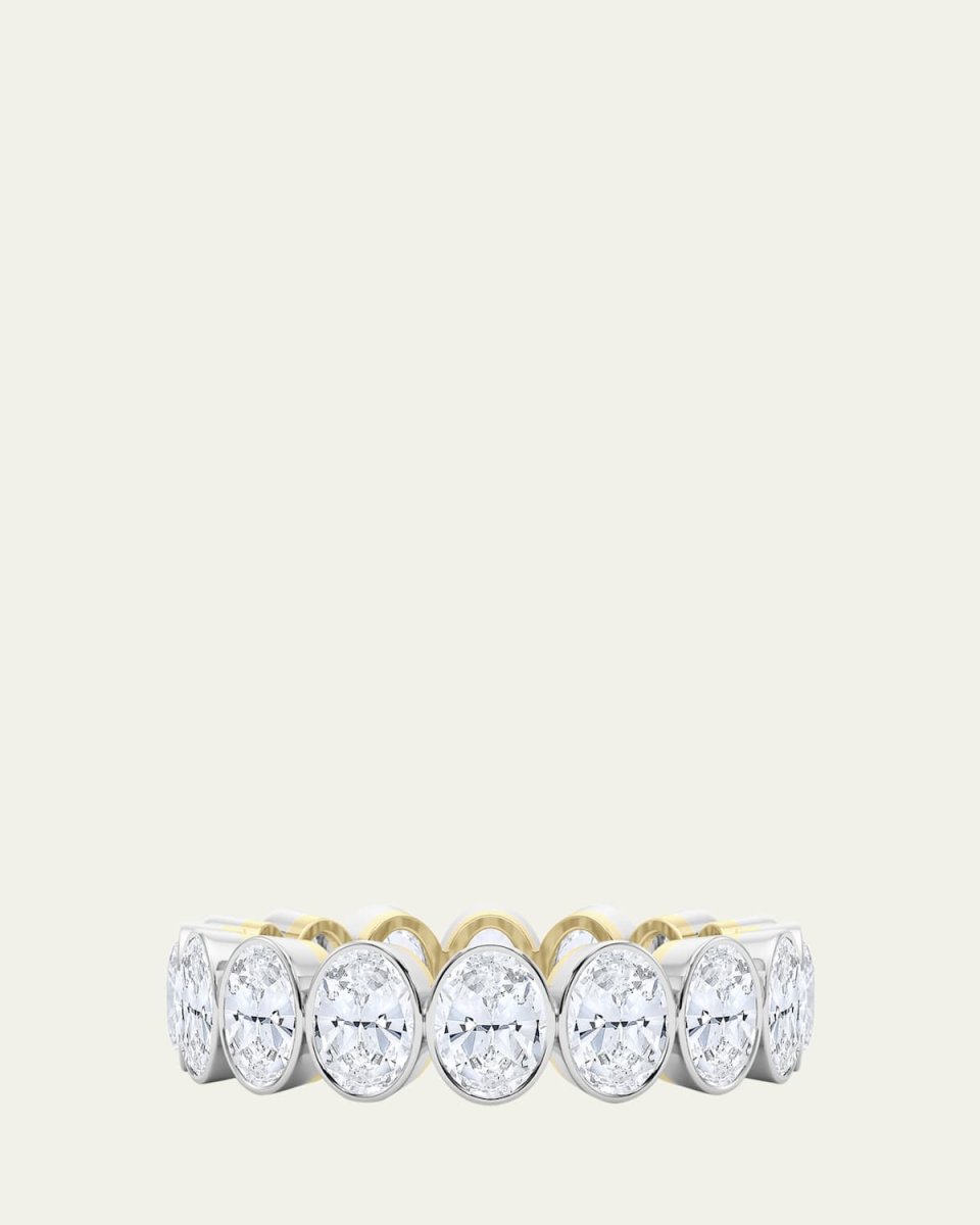 18K Oval Cut Bezel Lab Grown Diamond Eternity Band, 6.0tcw