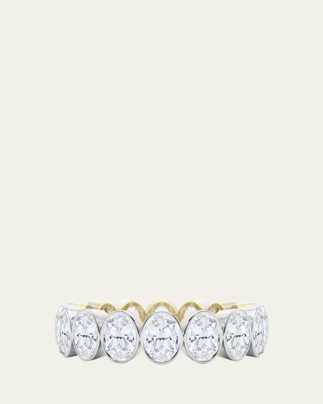 18K Oval Cut Bezel Lab Grown Diamond Eternity Band, 6.0tcw