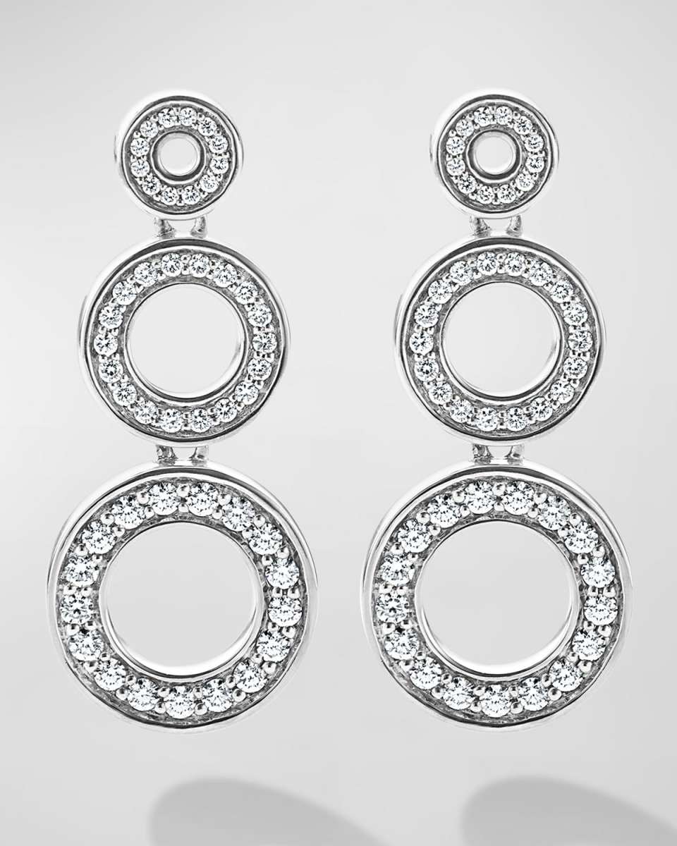 Caviar Spark Diamond Graduated 3-Circle Drop Earrings